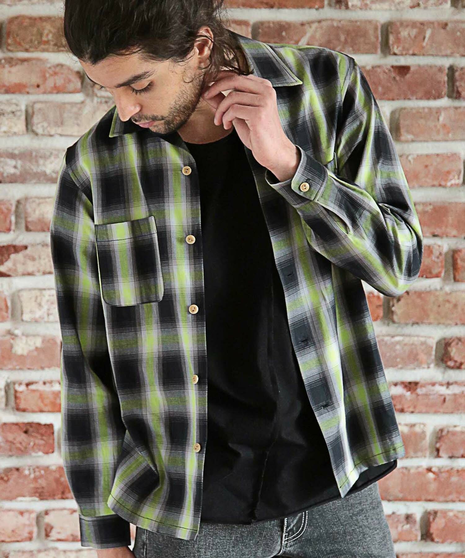 オンブレーチェックオープンカラーシャツ メンズファッション通販 Men S Bigi Online Store メンズビギ オンラインストア