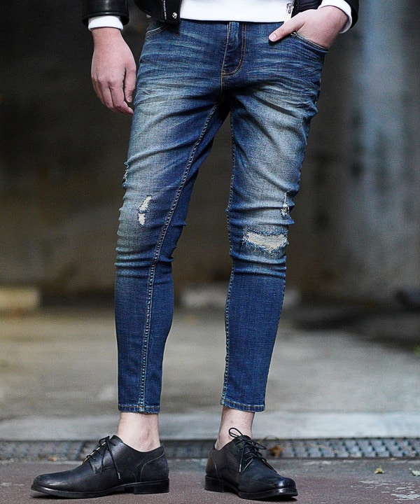 ハイパーストレッチスキニー リペアアンクルデニム ジェギンス メンズファッション通販 Men S Bigi Online Store メンズビギ オンラインストア