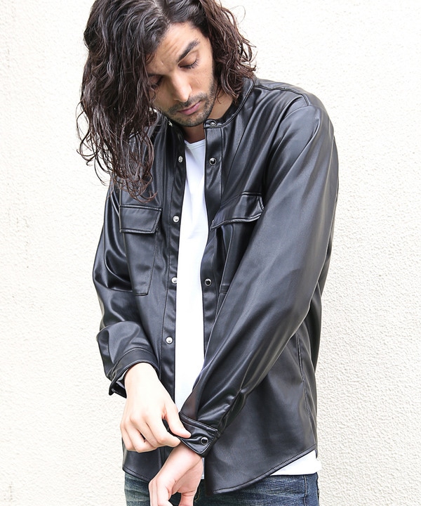 シンセティックバンドカラーレザーシャツ メンズファッション通販 Men S Bigi Online Store メンズビギ オンラインストア シンセティックバンドカラーレザーシャツ メンズファッション通販 Men S Bigi Online Store メンズビギ オンラインストア