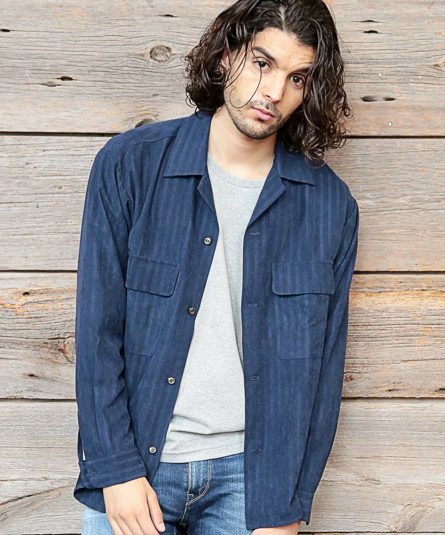 オープンカラーヘリンボーンストライプシャツ メンズファッション通販 Men S Bigi Online Store メンズビギ オンラインストア