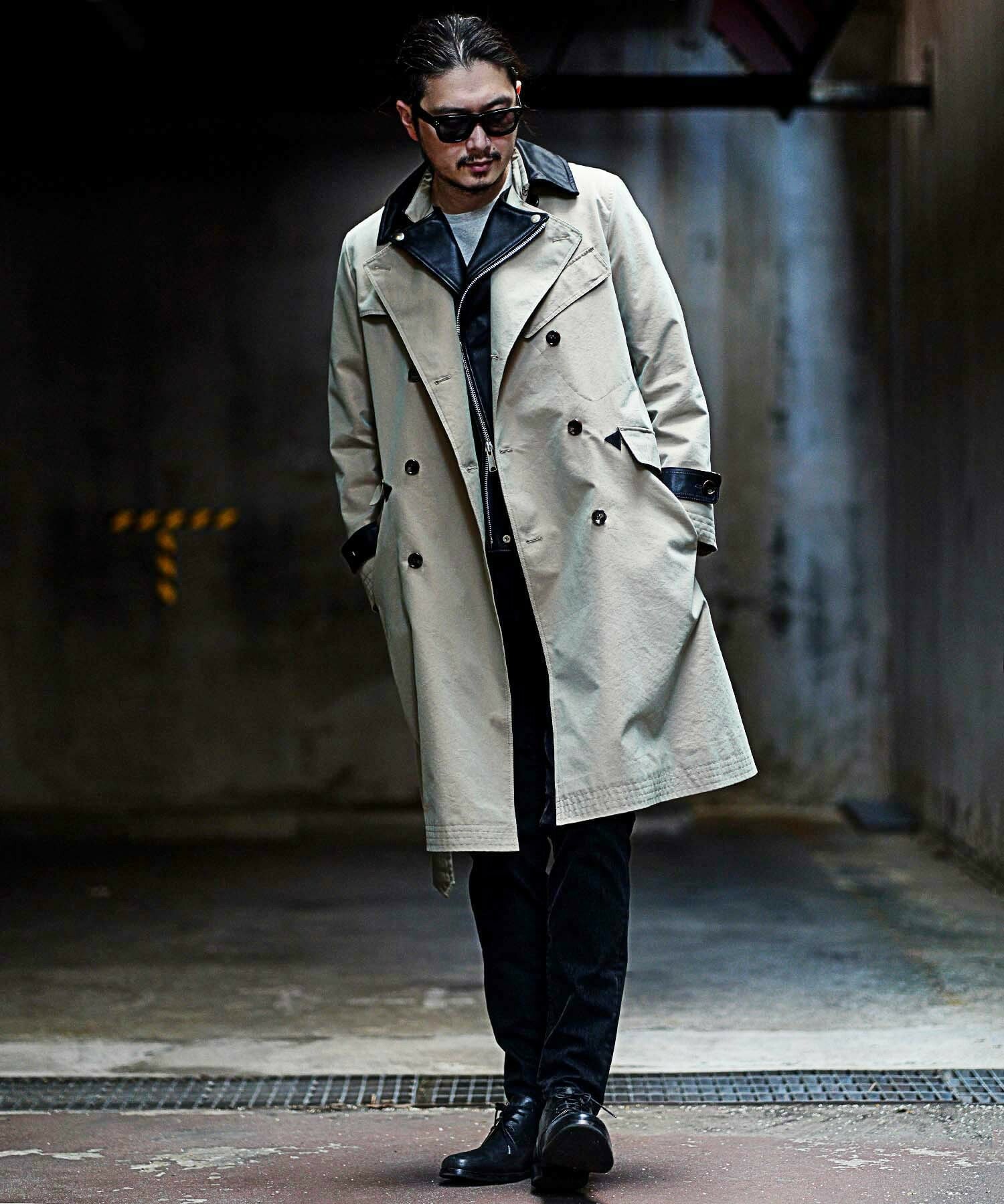 ライナー着脱可能 襟レザー切り替えトレンチコート メンズファッション通販 Men S Bigi Online Store メンズビギ オンラインストア