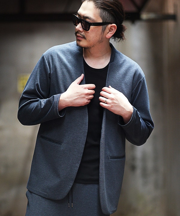 ストレッチポンチヘリンボンノーカラージャケット｜メンズファッション通販 MEN'S BIGI ONLINE STORE (メンズビギ