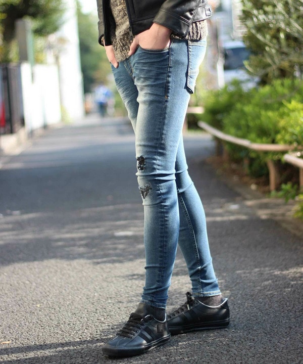 ハイパーストレッチスキニー リペアデニム ジェギンス メンズファッション通販 Men S Bigi Online Store メンズビギ オンラインストア