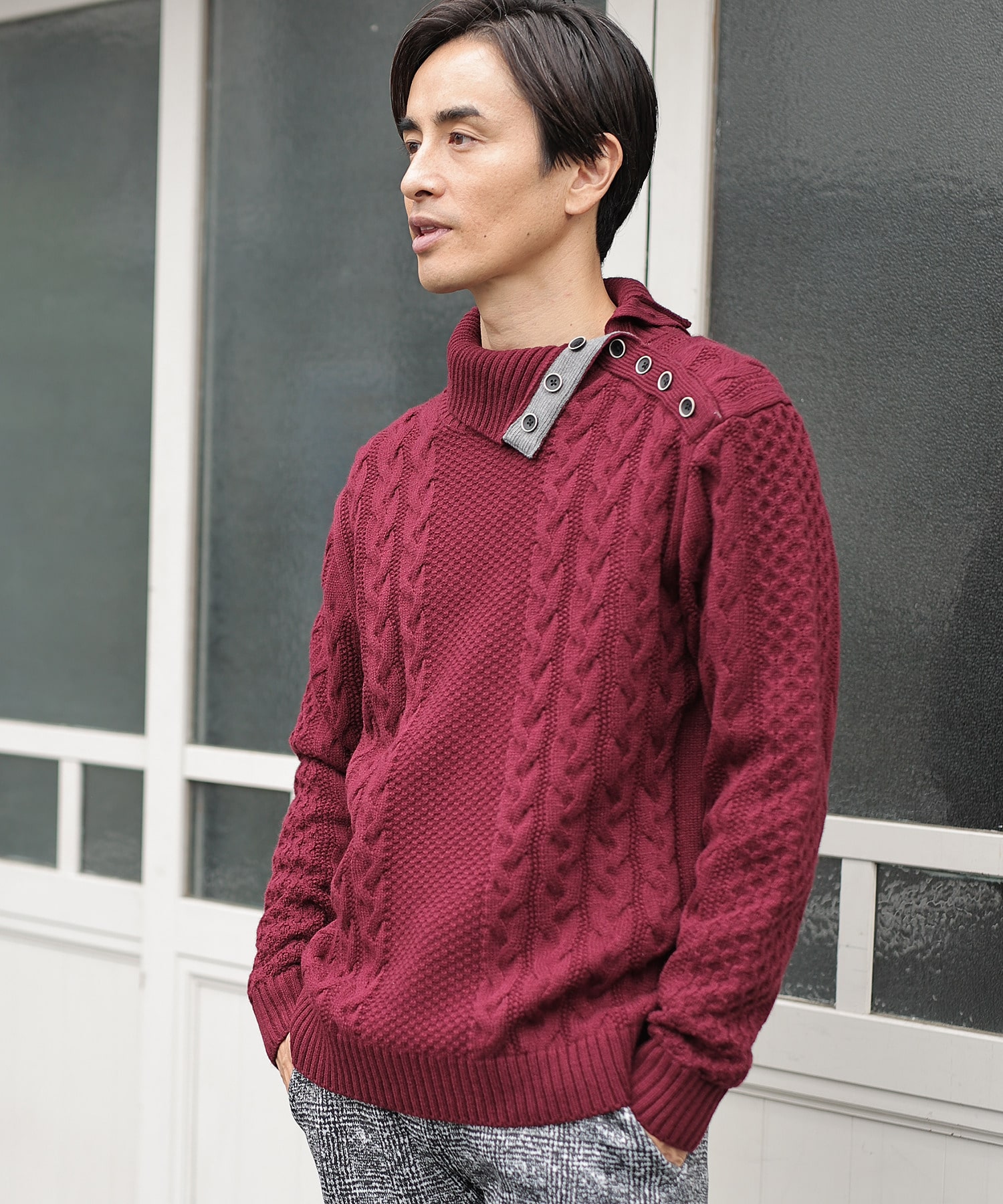 ドクターネックケーブルニット メンズファッション通販 Men S Bigi Online Store メンズビギ オンラインストア
