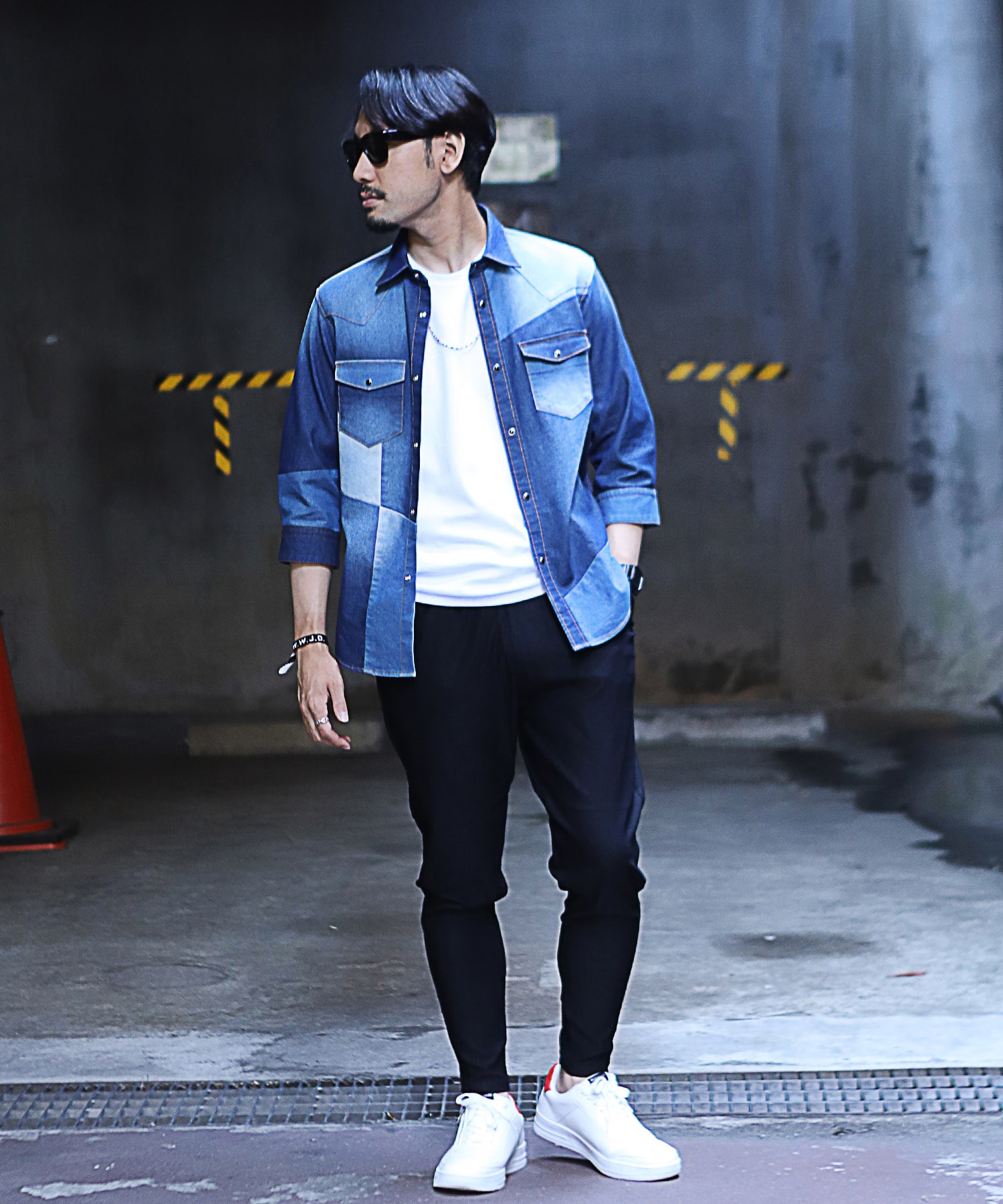 デニムパッチワーク7分袖シャツ メンズファッション通販 Men S Bigi Online Store メンズビギ オンラインストア