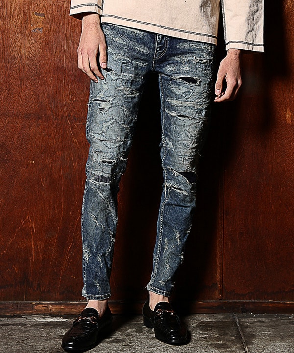 DENIM＆SUPPLY SLIM クラッシュ加工 ストレートデニム 31