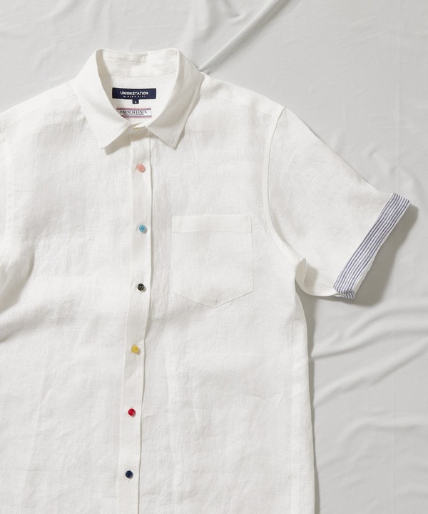 フレンチリネン 半袖シャツ/麻100％ 詳細画像 ホワイト 1