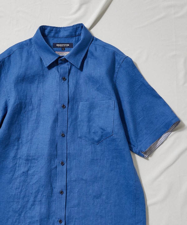 フレンチリネン 半袖シャツ/麻100％ 詳細画像 ブルー 1