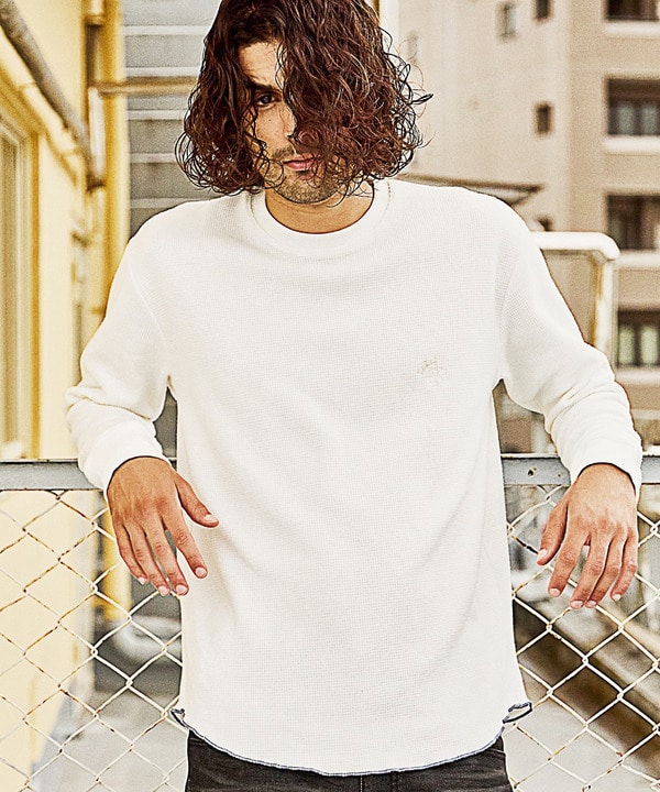 品質一番の 33.kutir クティール ワッフル ロングTシャツ ベージュ