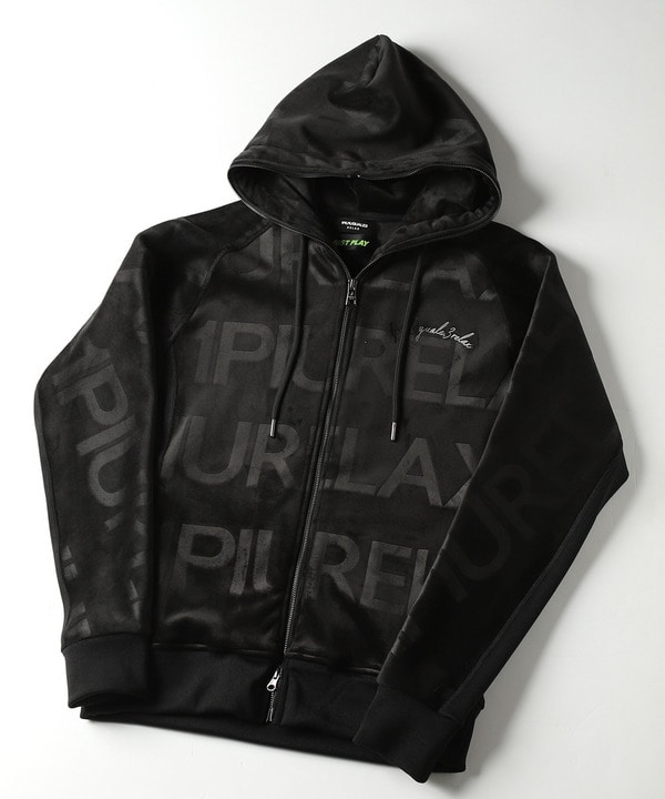 【1PIU1UGUALE3 RELAX × JUST PLAY】 VELOR LOGO HOODIE 詳細画像 ブラック 1