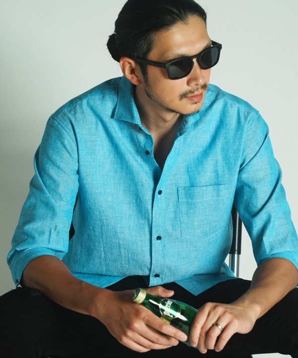 COOL　MAXリネン混7分袖シャツ 詳細画像 サックスブルー 1