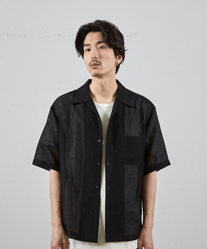 シレーワッシャーオープンカラー半袖シャツ