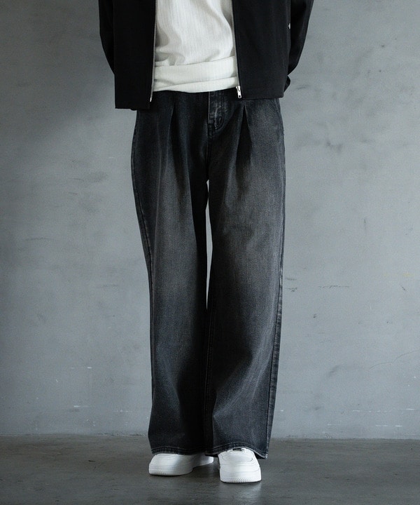 【WEB限定】DENIM BAGGY WIDE PANTS/ルーズフィット/バギーデニムパンツ 詳細画像 ブラック 1