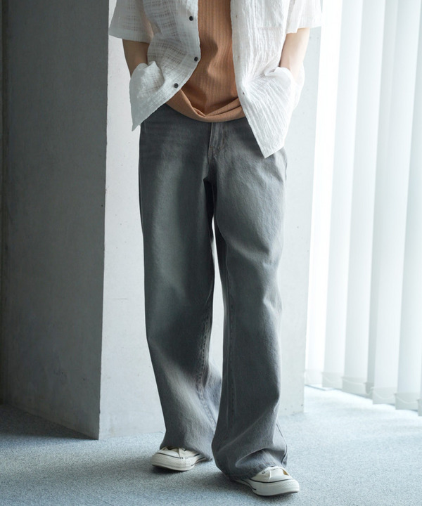【WEB限定/11.5ozデニム】11.5oz5ポケットワイドストレートパンツ 詳細画像 ブラック 1