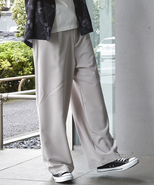 TRストレッチタックワイドテーパードパンツ 詳細画像 12
