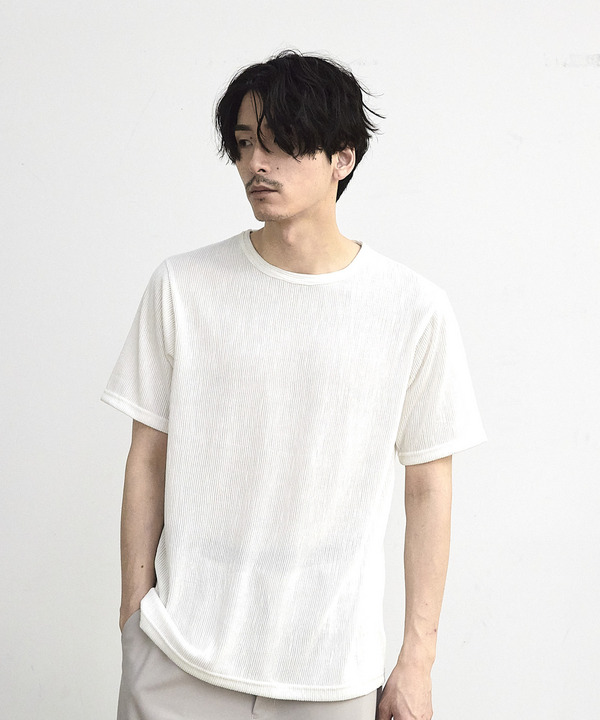 ストライプジャガード杢Tシャツ 詳細画像 1