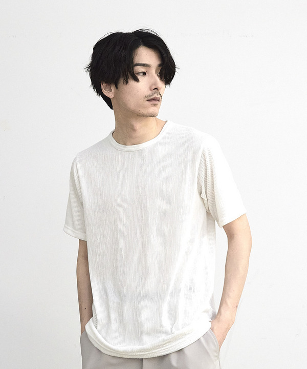 ストライプジャガード杢Tシャツ 詳細画像 2