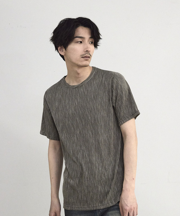 ストライプジャガード杢Tシャツ 詳細画像 グレー 1