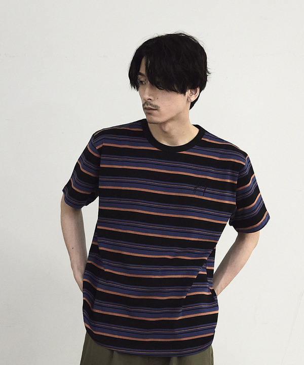 ダメージ加工ボーダーTシャツ 詳細画像 ブラック系 1