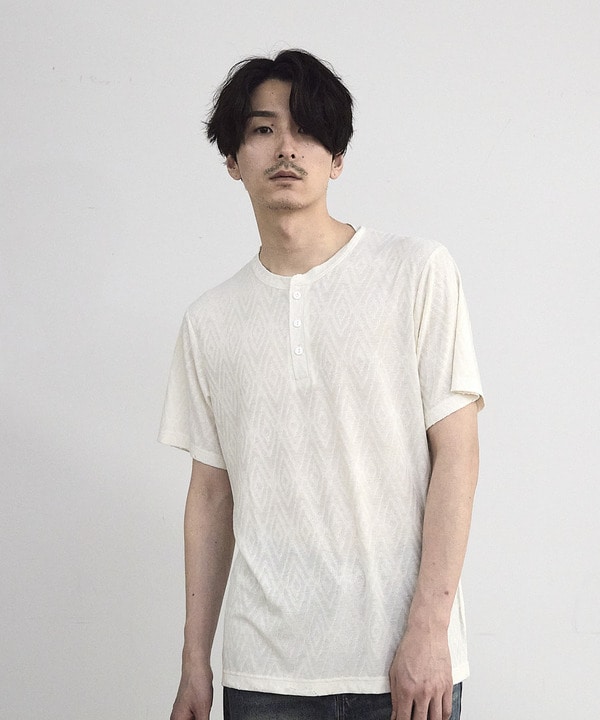 ヘリンボーンジャガードヘンリーネックTシャツ 詳細画像 5