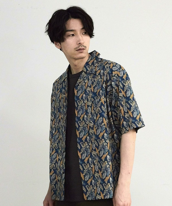 リーフプリントオープンカラー半袖シャツ 詳細画像 12
