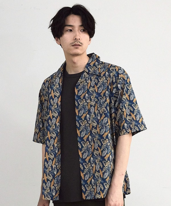 リーフプリントオープンカラー半袖シャツ 詳細画像 5