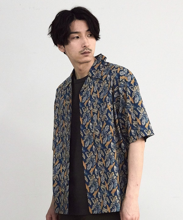 リーフプリントオープンカラー半袖シャツ 詳細画像 7