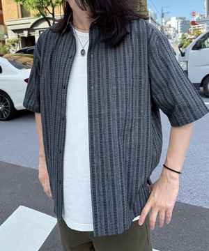 ドビーストライプ半袖シャツ