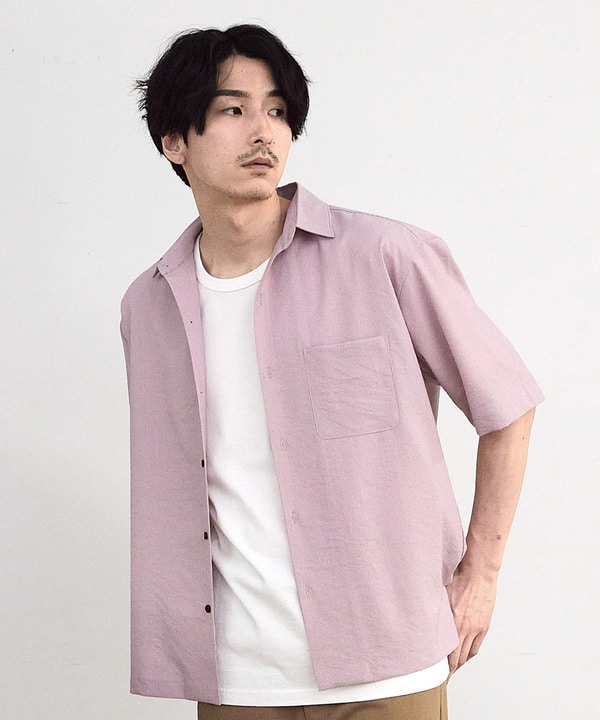 ヘアラインストライプ半袖シャツ 詳細画像 レッド 1