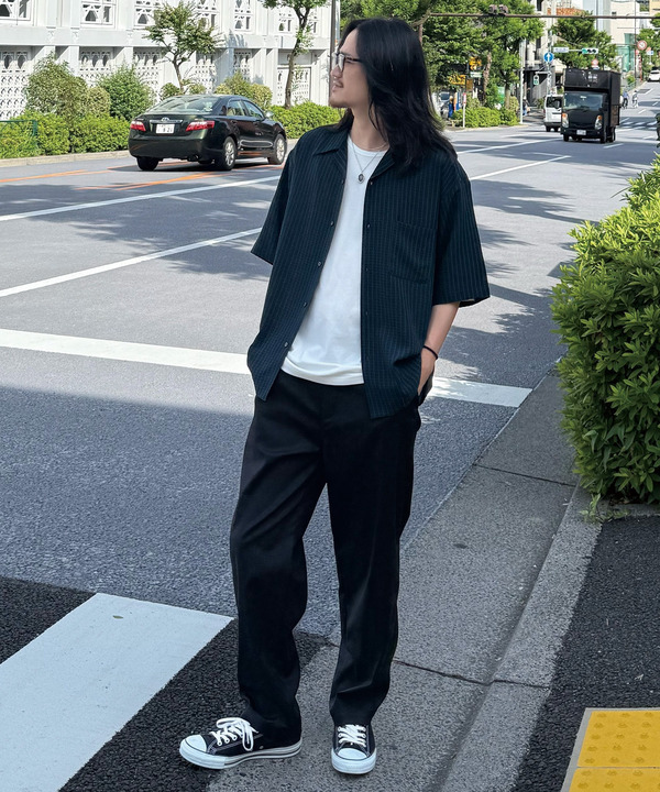 ドビーストライプサッカーオープンカラー半 詳細画像 2