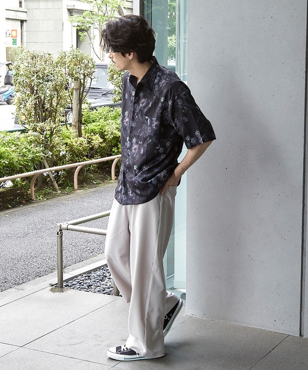総柄プリントレギュラーカラールーズドレープ半袖シャツ 詳細画像 14