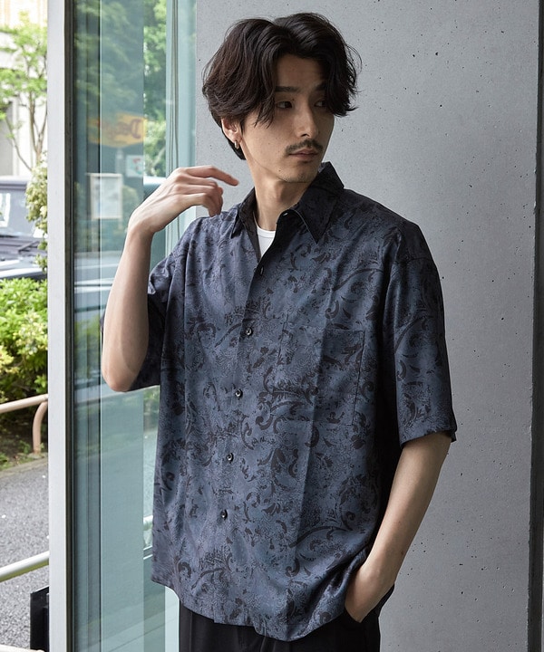 総柄プリントレギュラーカラールーズドレープ半袖シャツ 詳細画像 38