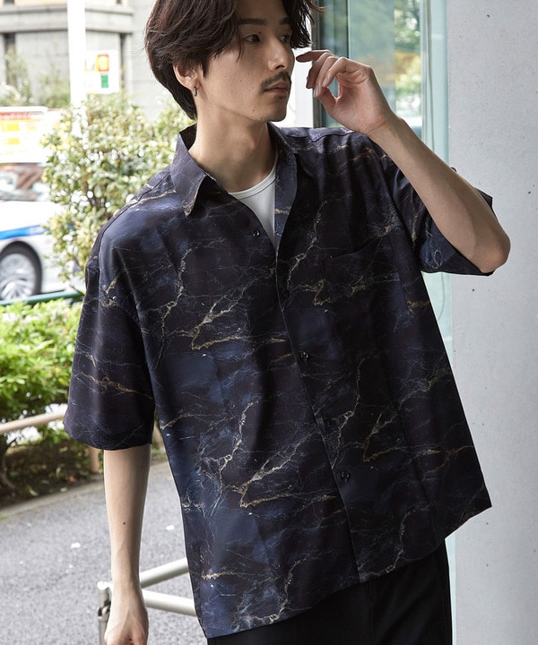 総柄プリントレギュラーカラールーズドレープ半袖シャツ 詳細画像 55