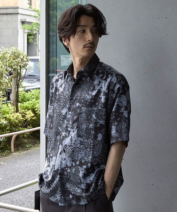 総柄プリントレギュラーカラールーズドレープ半袖シャツ 詳細画像 67