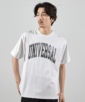 ユニバーサルオーバーオール別注ビンテージ加工プリントTシャツ