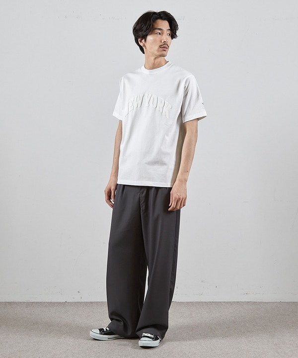 NY発泡プリントロゴししゅうTシャツ 詳細画像 3