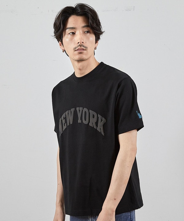 NY発泡プリントロゴししゅうTシャツ 詳細画像 ブラック 1