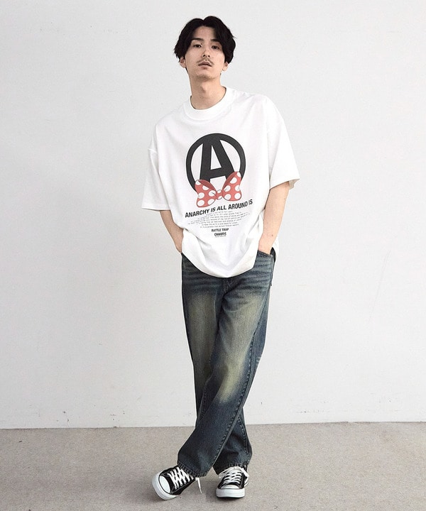 【CHAOTIC】別注アナーキーポルカドットプリントオーバーサイズTシャツ 詳細画像 1