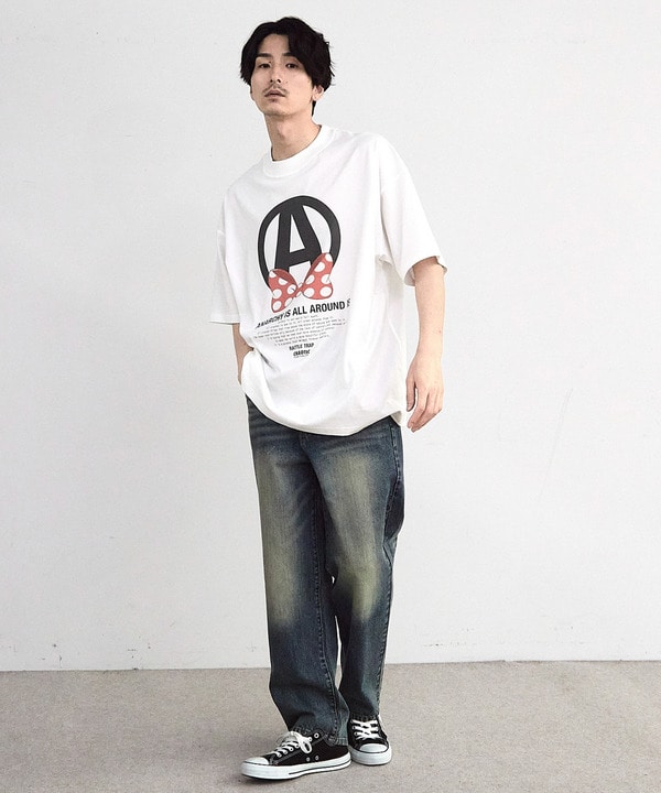 【CHAOTIC】別注アナーキーポルカドットプリントオーバーサイズTシャツ 詳細画像 3