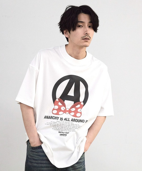 【CHAOTIC】別注アナーキーポルカドットプリントオーバーサイズTシャツ 詳細画像 ホワイト 1