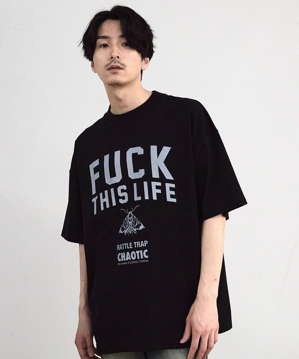 【CHAOTIC】別注FUCK THIS LIFEプリントオーバーサイズTシャツ 詳細画像 ブラック 1