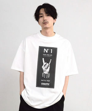 【CHAOTIC】別注メロイックサインプリントオーバーサイズTシャツ