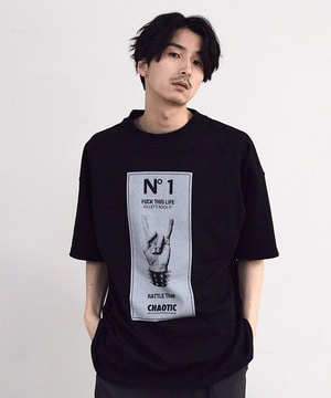 【CHAOTIC】別注メロイックサインプリントオーバーサイズTシャツ