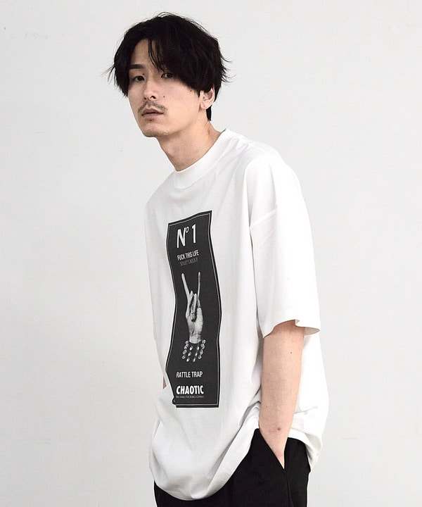 【CHAOTIC】別注メロイックサインプリントオーバーサイズTシャツ 詳細画像 10