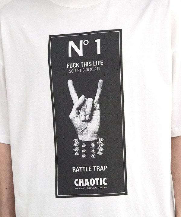 【CHAOTIC】別注メロイックサインプリントオーバーサイズTシャツ 詳細画像 13