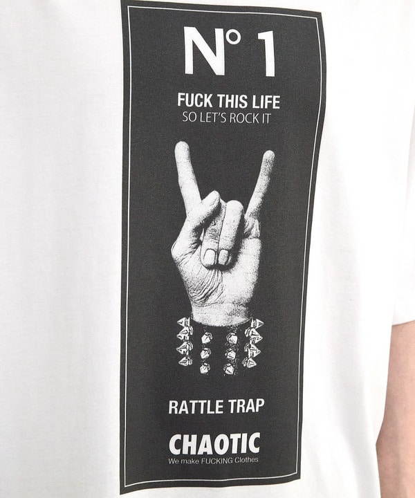 【CHAOTIC】別注メロイックサインプリントオーバーサイズTシャツ 詳細画像 14