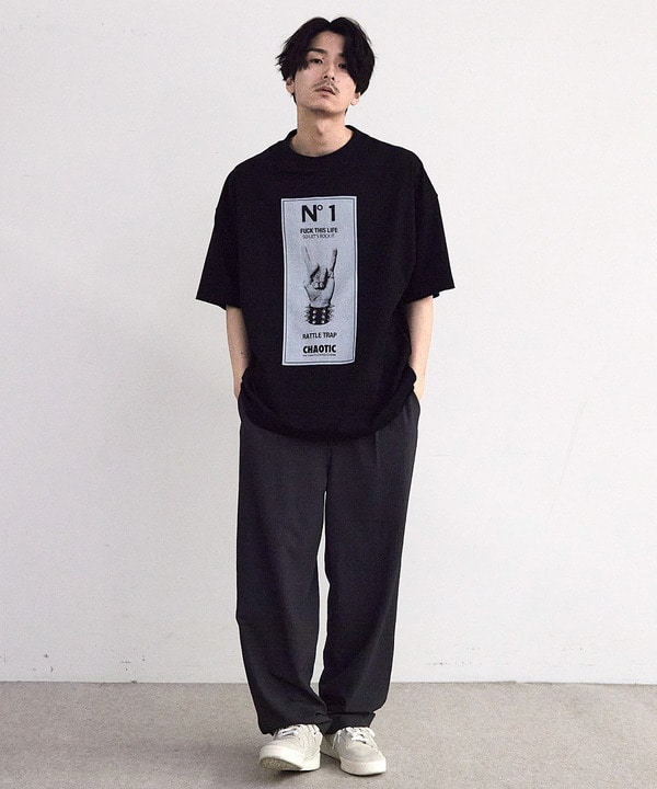 【CHAOTIC】別注メロイックサインプリントオーバーサイズTシャツ 詳細画像 15