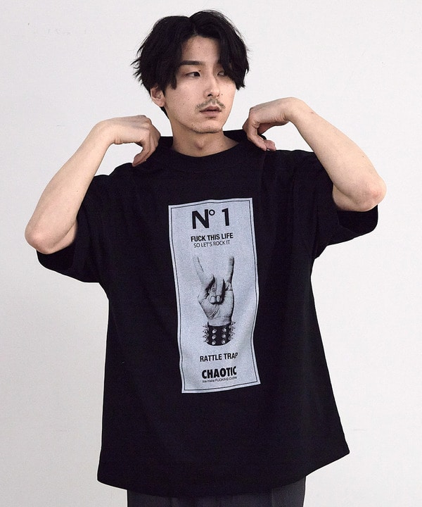 【CHAOTIC】別注メロイックサインプリントオーバーサイズTシャツ 詳細画像 20