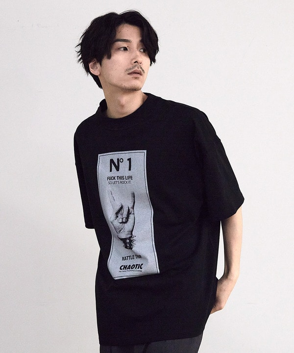 【CHAOTIC】別注メロイックサインプリントオーバーサイズTシャツ 詳細画像 21