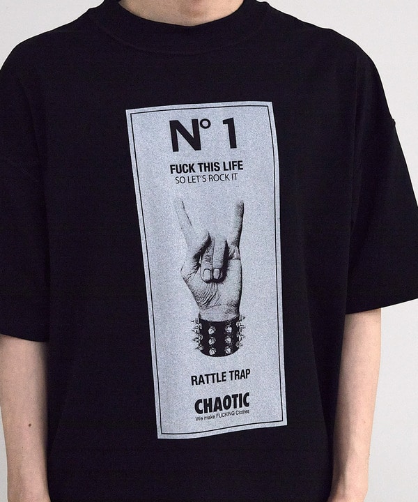 【CHAOTIC】別注メロイックサインプリントオーバーサイズTシャツ 詳細画像 23
